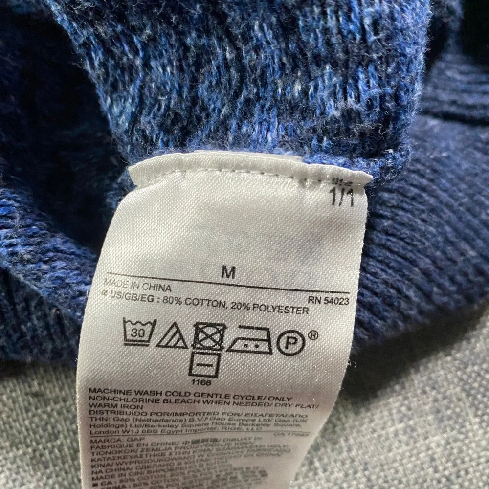 GAP‎ Men Blue Fair Isle Pattern Crewneck Sweater Size M Lightweight